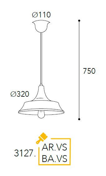 3127 Hängeleuchte aus Messing von Moretti Luce