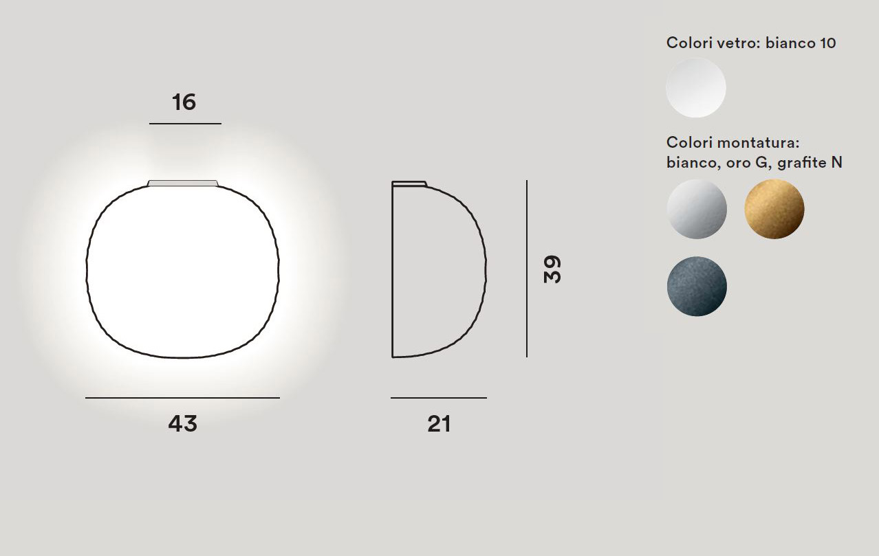 Wandlampe aus mundgeblasenem Glas Gem Semi von Foscarini
