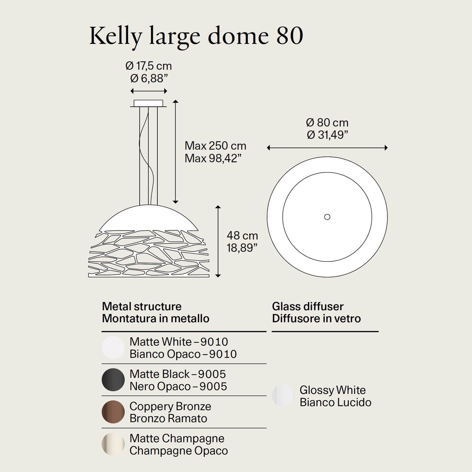 Kelly Large Dome 80 suspension by Lodes