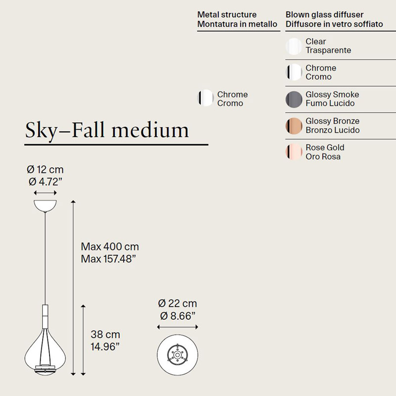 Sky-Fall Medium LED Glasleuchte von Lodes