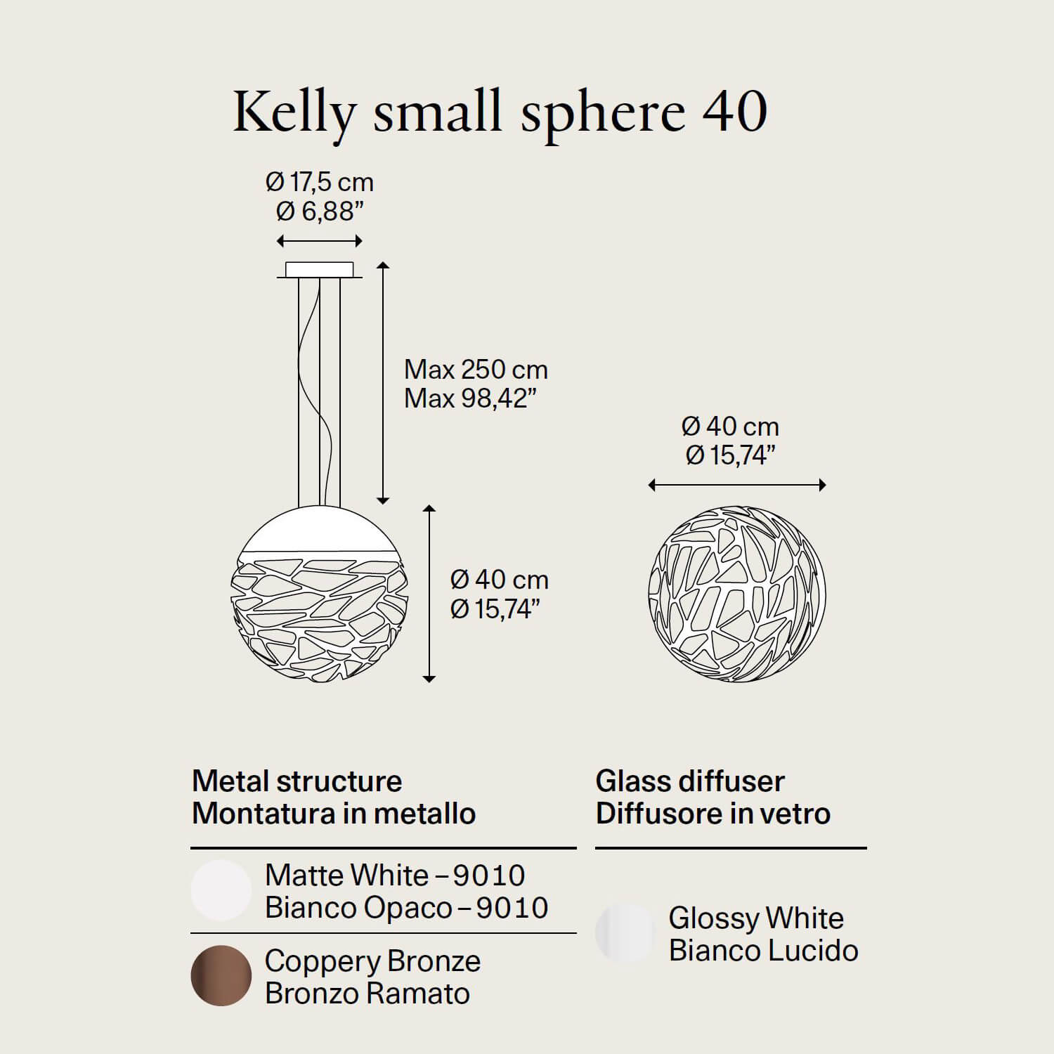 Kelly Small Sphere 40 lampada di Lodes