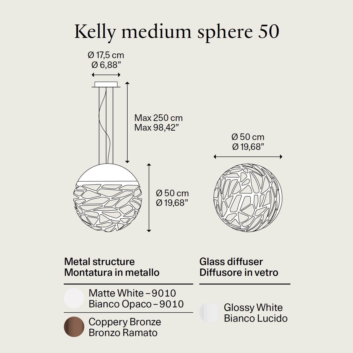 Kelly Medium Sphere 50 suspension by Lodes