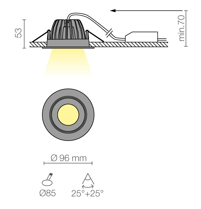 MICRO beweglicher LED Einbaustrahler von Biffi Luce