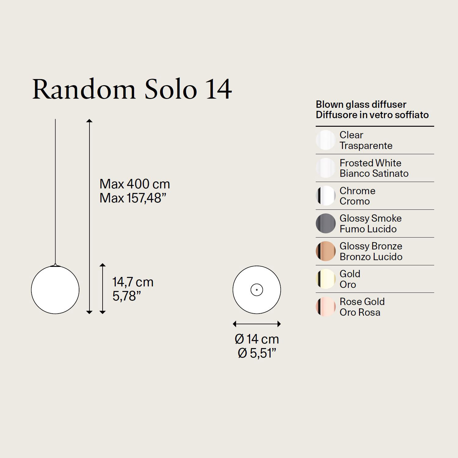 Random Solo 14 sfera in vetro di Lodes