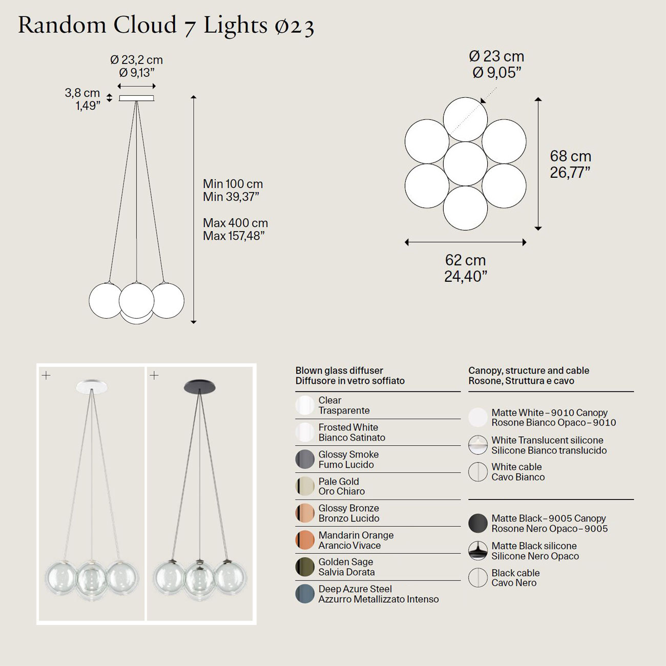 Random Cloud 7 Lights Ø23 di Lodes