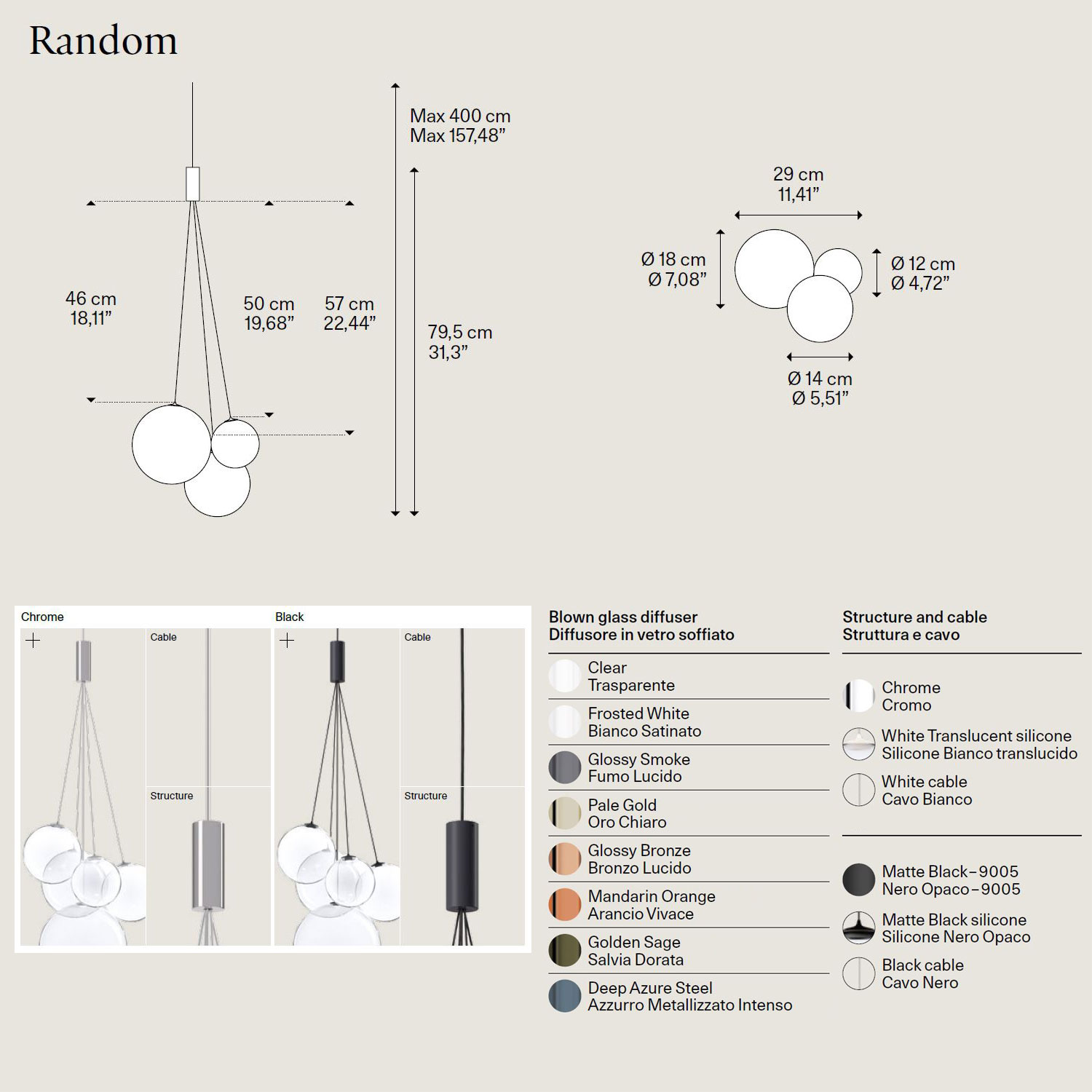 Random Pendellampe aus Glas von Lodes
