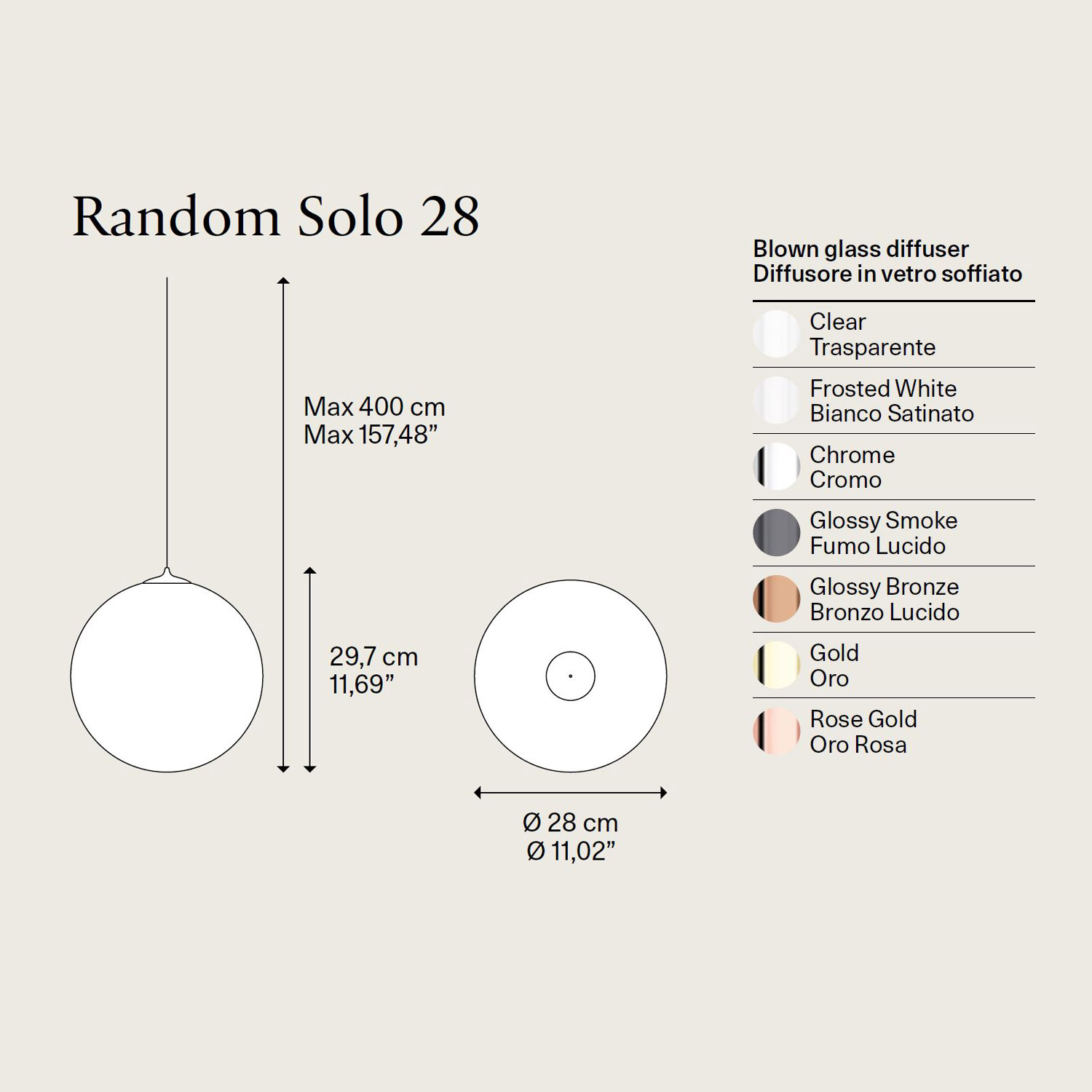 Random Solo 28 LED glass light by Lodes