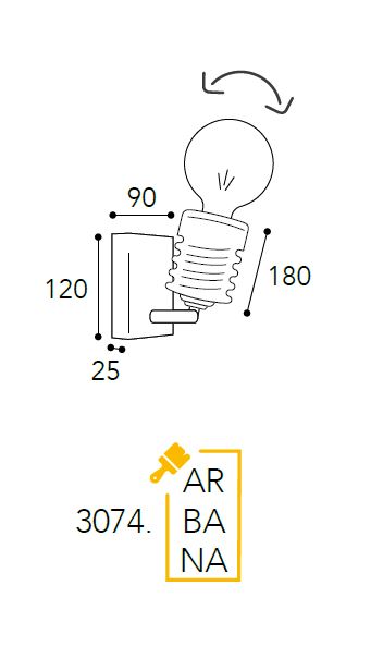 3074 Wandstrahler aus Messing von Moretti Luce