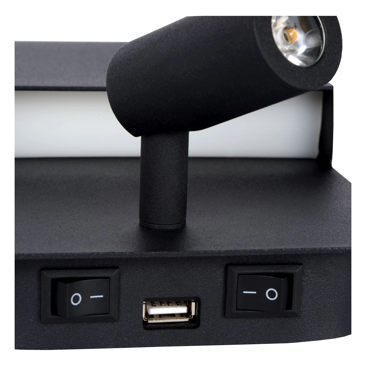 LU 79200/08/30 Lucide BOXER - Wall light - LED - 1x10W 3000K - With USB charging point - Black