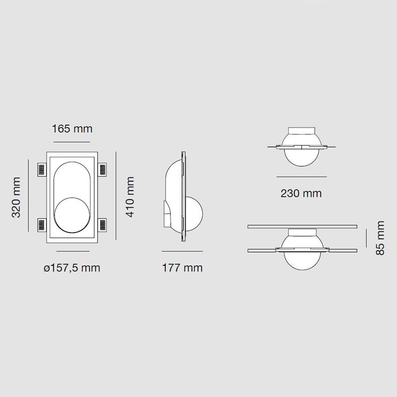 2523 Segno applique a incasso di 9010