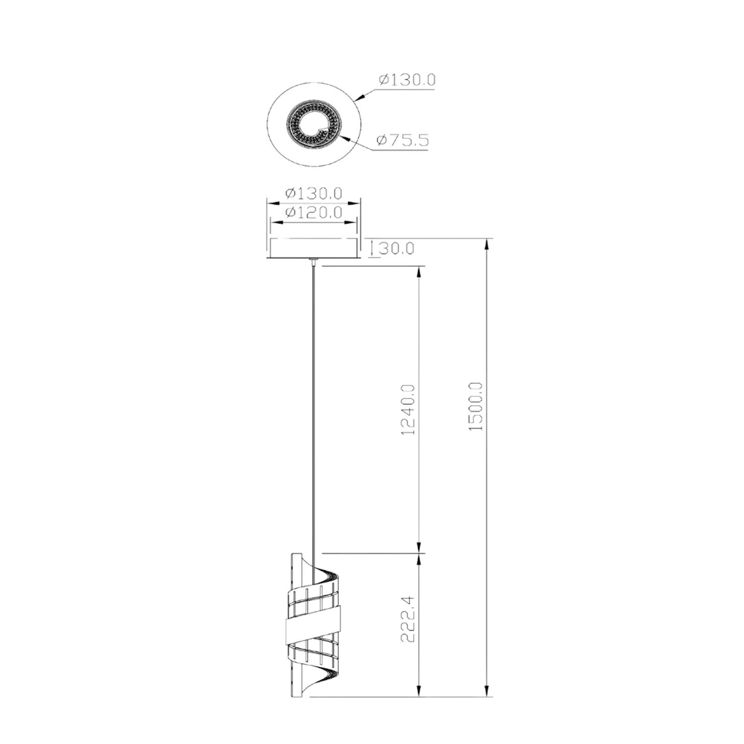 LU 13496/07/02 Lucide KLIGANDE - Pendant light - Ø 13 cm - LED - 1x9W 2700K - Matt Gold / Brass