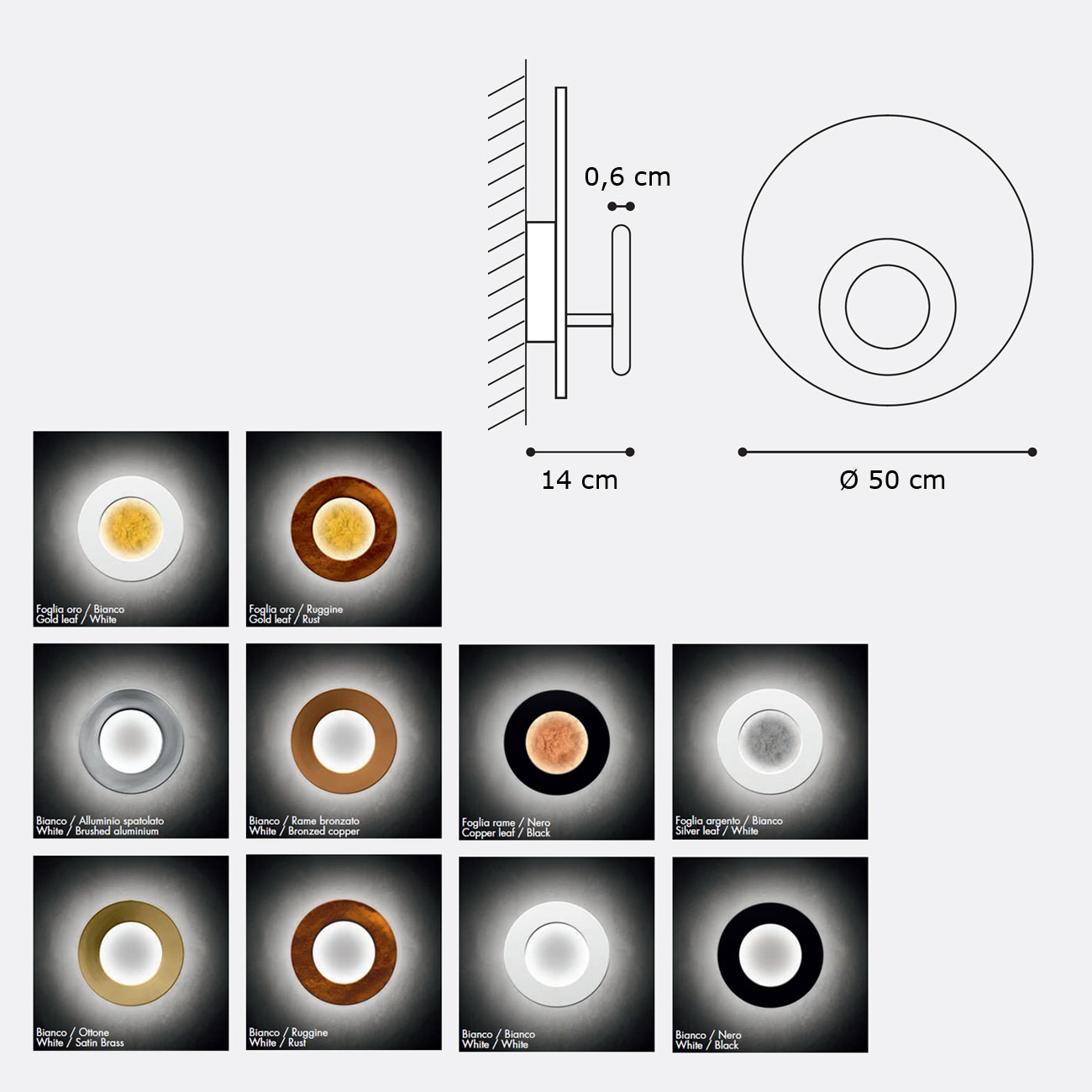VERA lampada a soffitto/parete LED di Icone