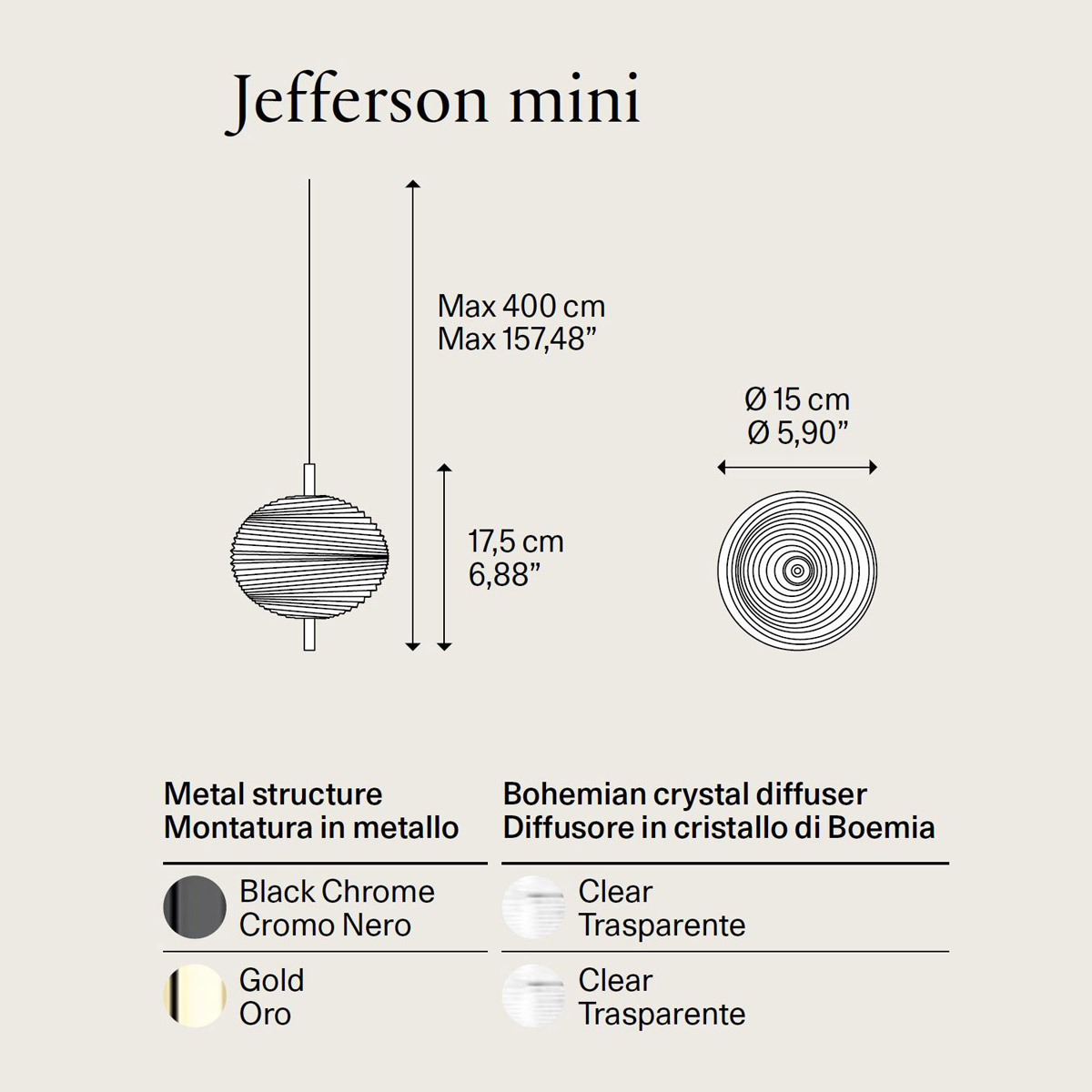 Jefferson Mini glass suspension by Lodes