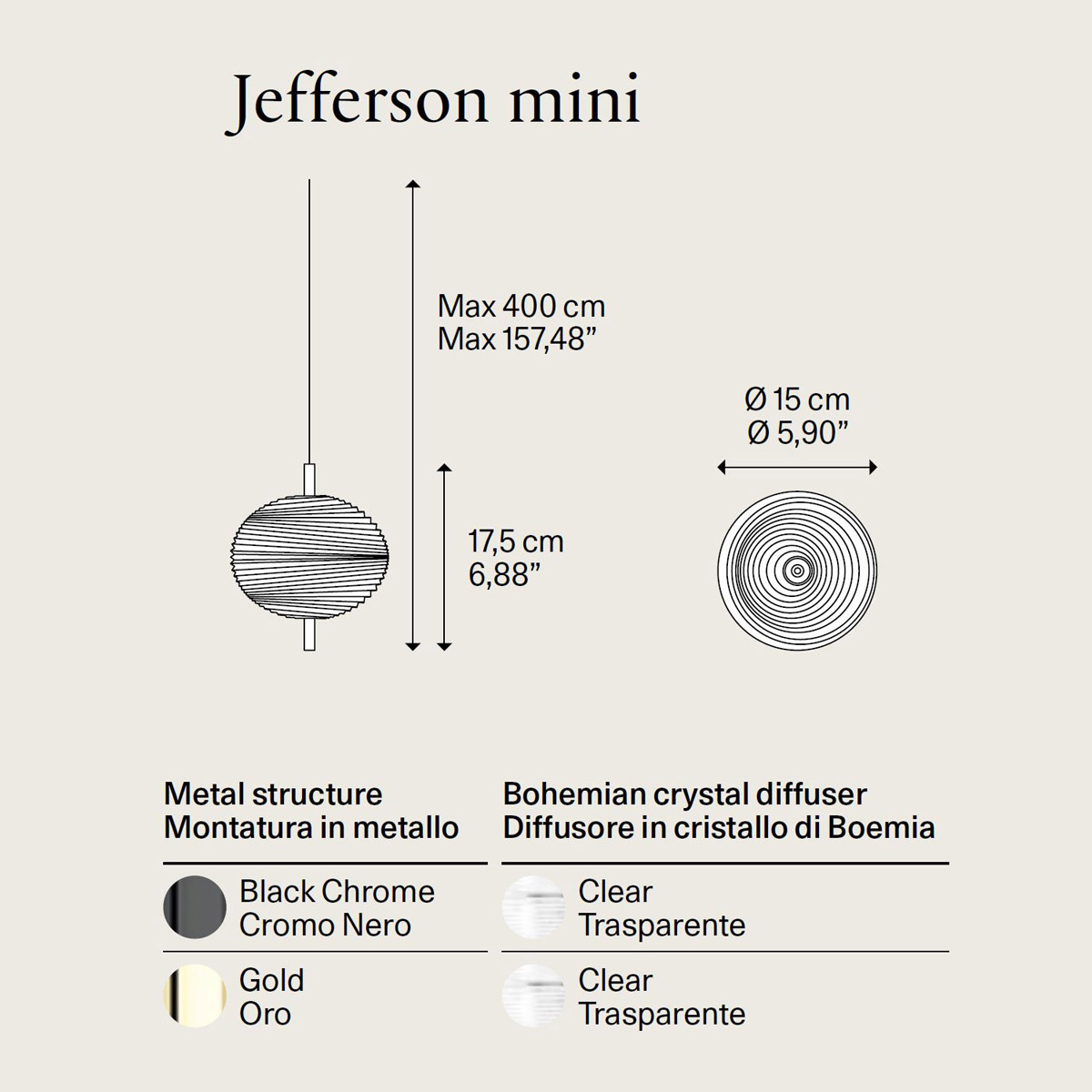 Jefferson Mini lampada in vetro di Lodes