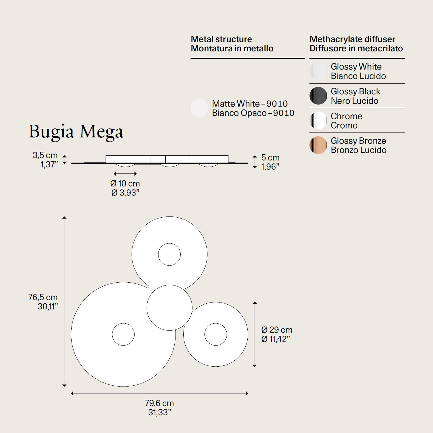 Bugia Mega plafoniera LED di Lodes