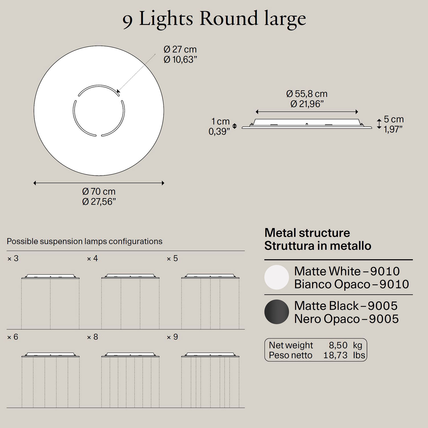 9 Lights Round Large von Lodes