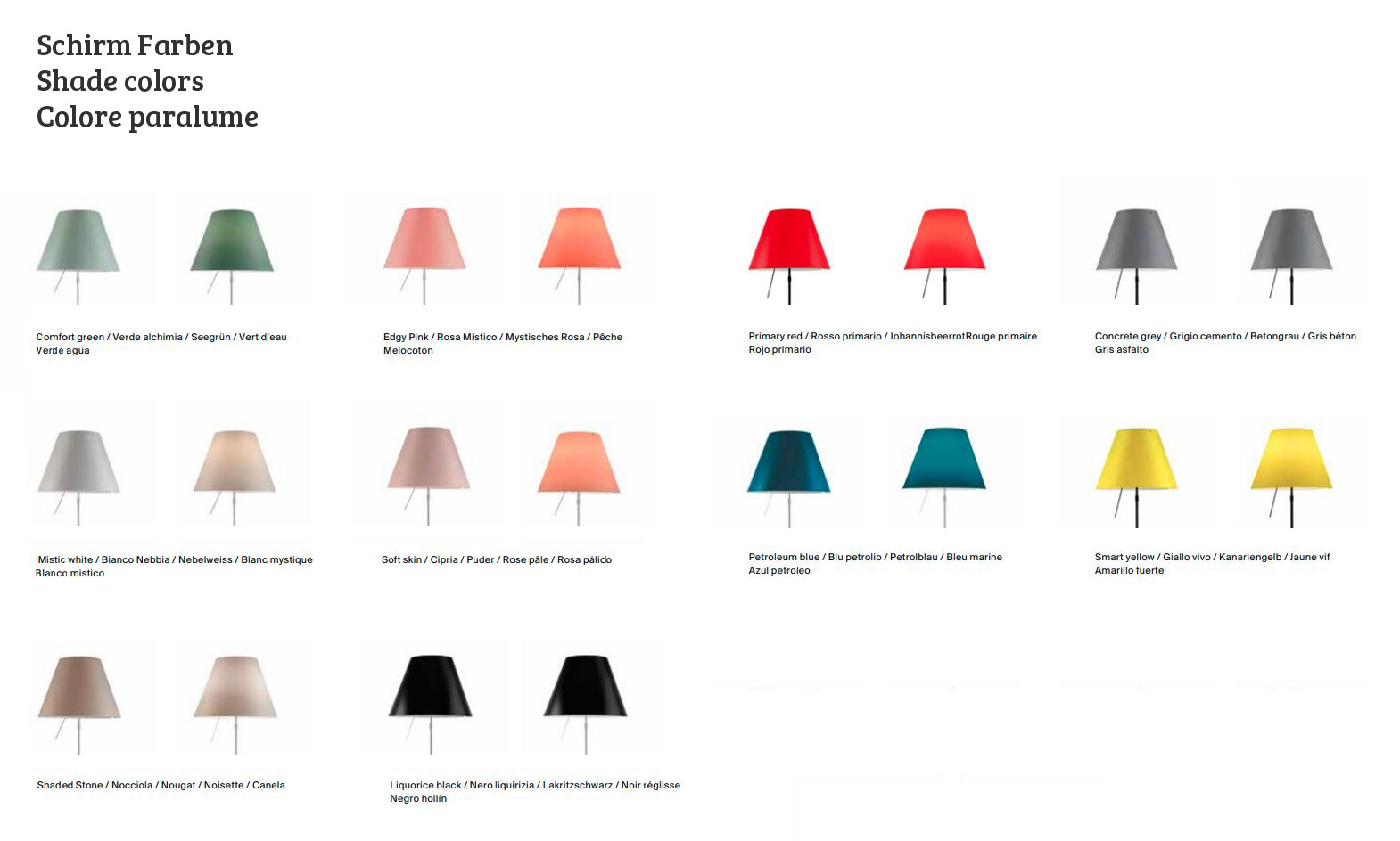 costanza-farben-schirm Stehlampe Costanza Luceplan