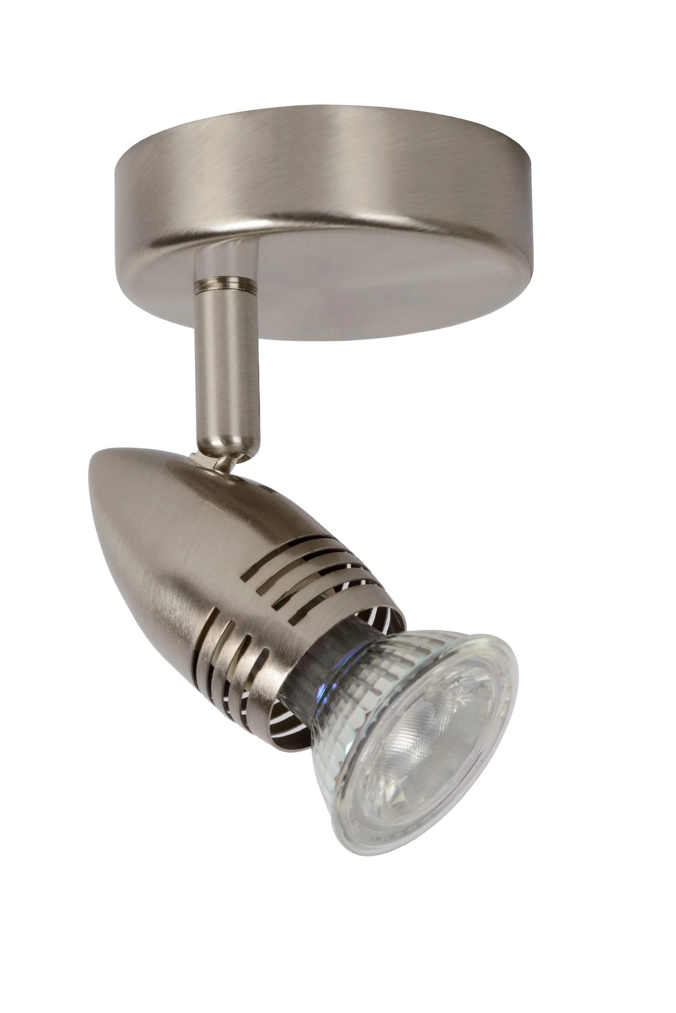 LU 13955/05/12 Lucide CARO-LED - Ceiling spotlight - Ø 9 cm - LED - GU10 - 1x5W 2700K - Satin Chrome