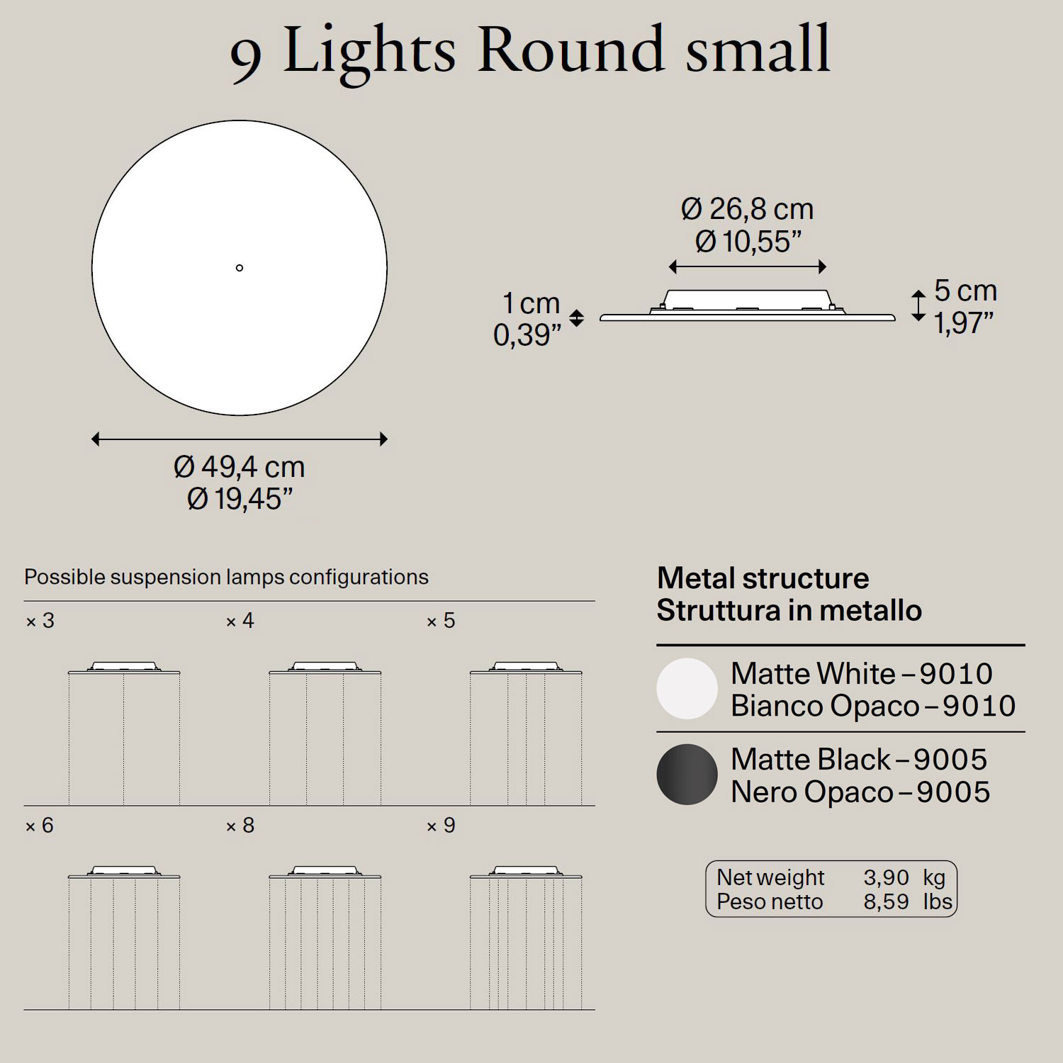 9 Lights Round Small von Lodes