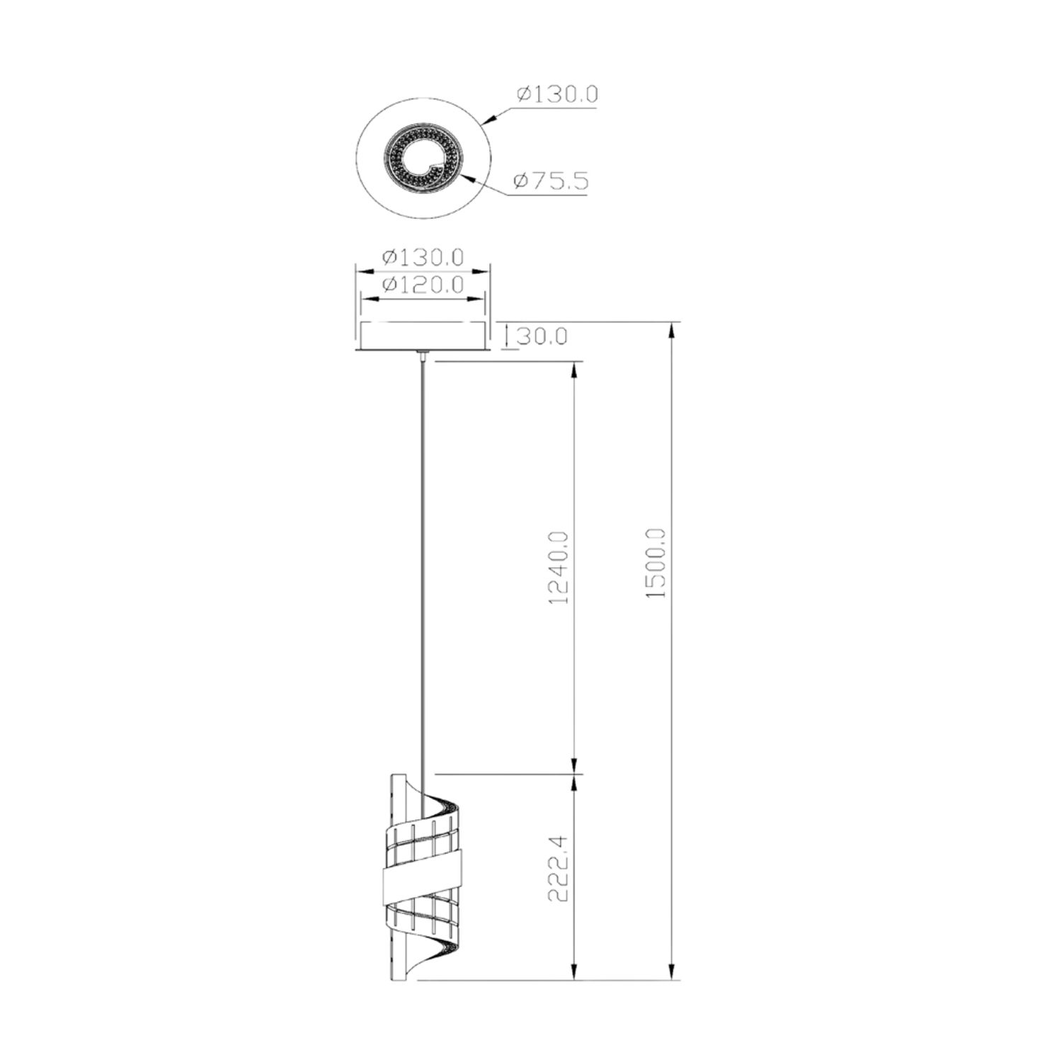LU 13496/07/30 Lucide KLIGANDE - Pendant light - Ø 13 cm - LED - 1x9W 2700K - Black