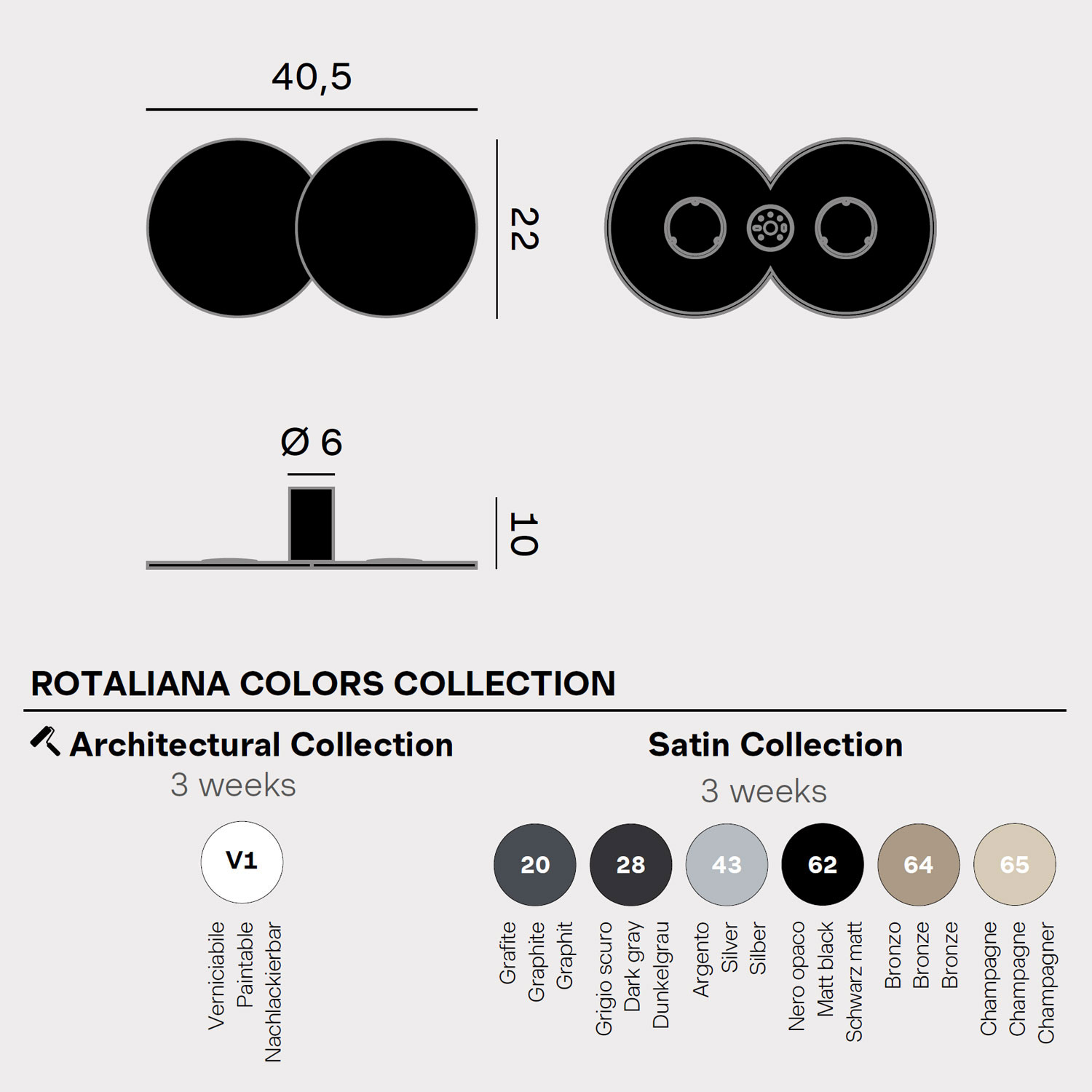 Collide H1 LED Wand/Deckenleuchte von Rotaliana