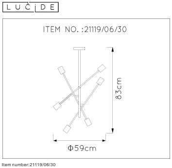 LU 21119/06/30 Lucide LESTER - Flush ceiling light - 6xE27 - Black