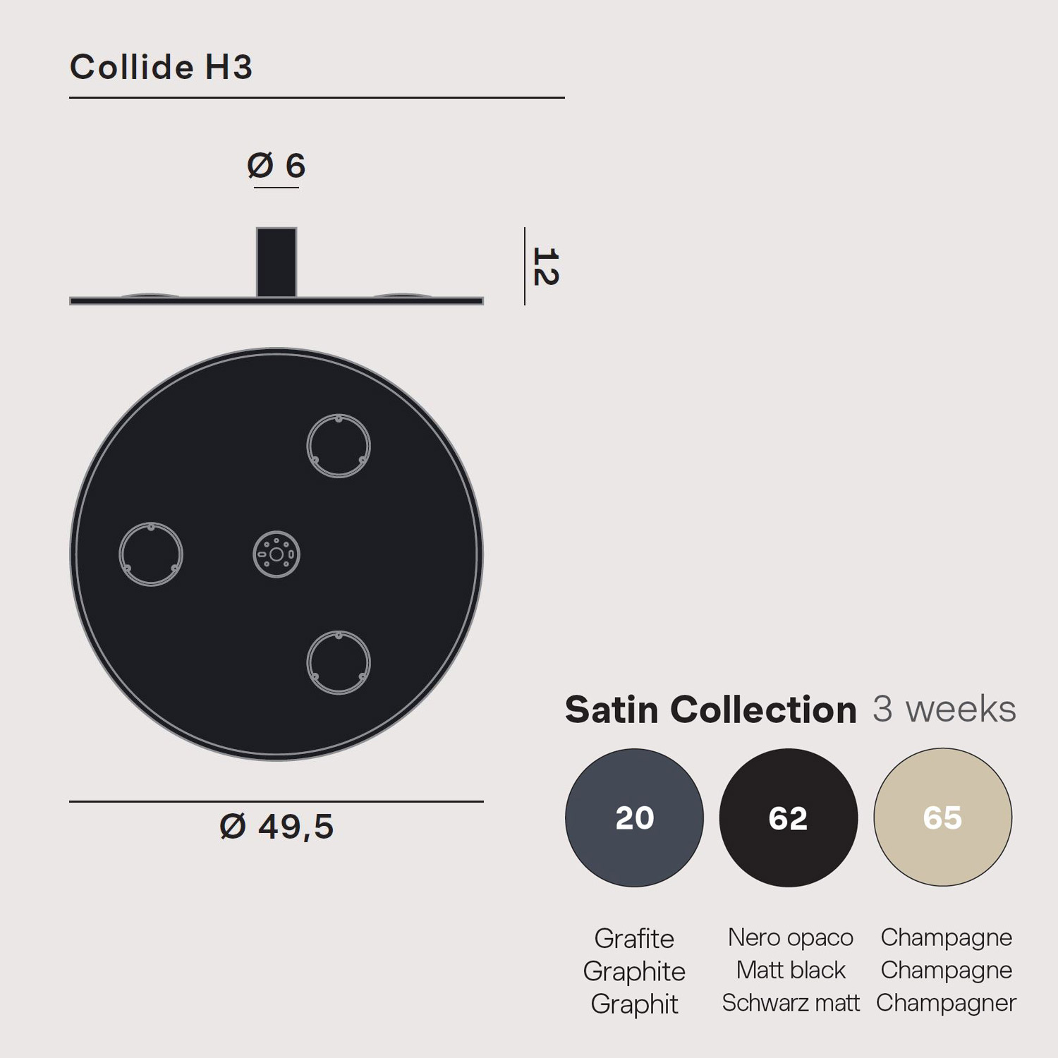 Collide H3 Decken/Wandleuchte von Rotaliana
