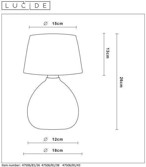 LU 47506/81/38 Lucide RAMZI - Table lamp - Ø 18 cm - 1xE14 - Cream