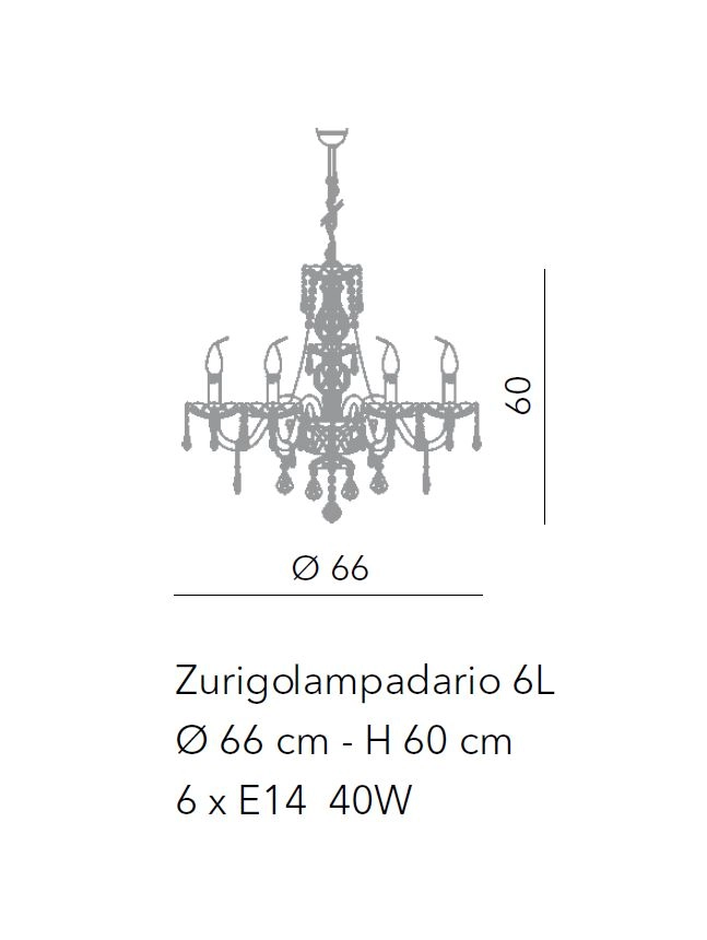 Kristallluster Zurigo 6L von Venice Lighting Design