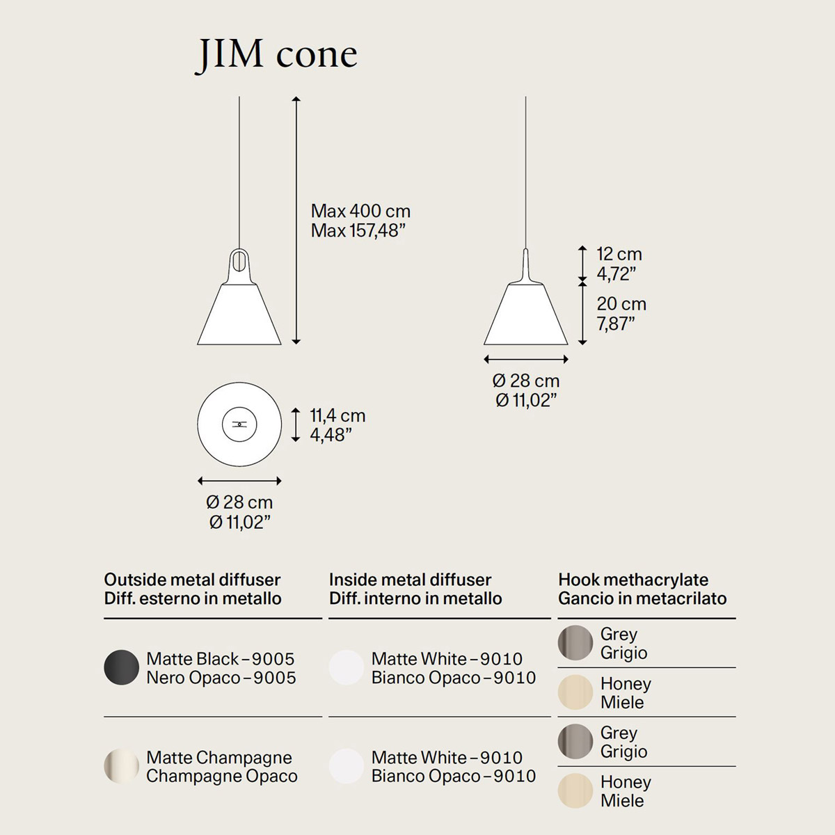 JIM cone sospensione senza tempo di Lodes 