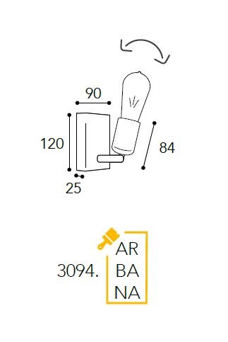 3094 Wandstrahler aus Messing von Moretti Luce