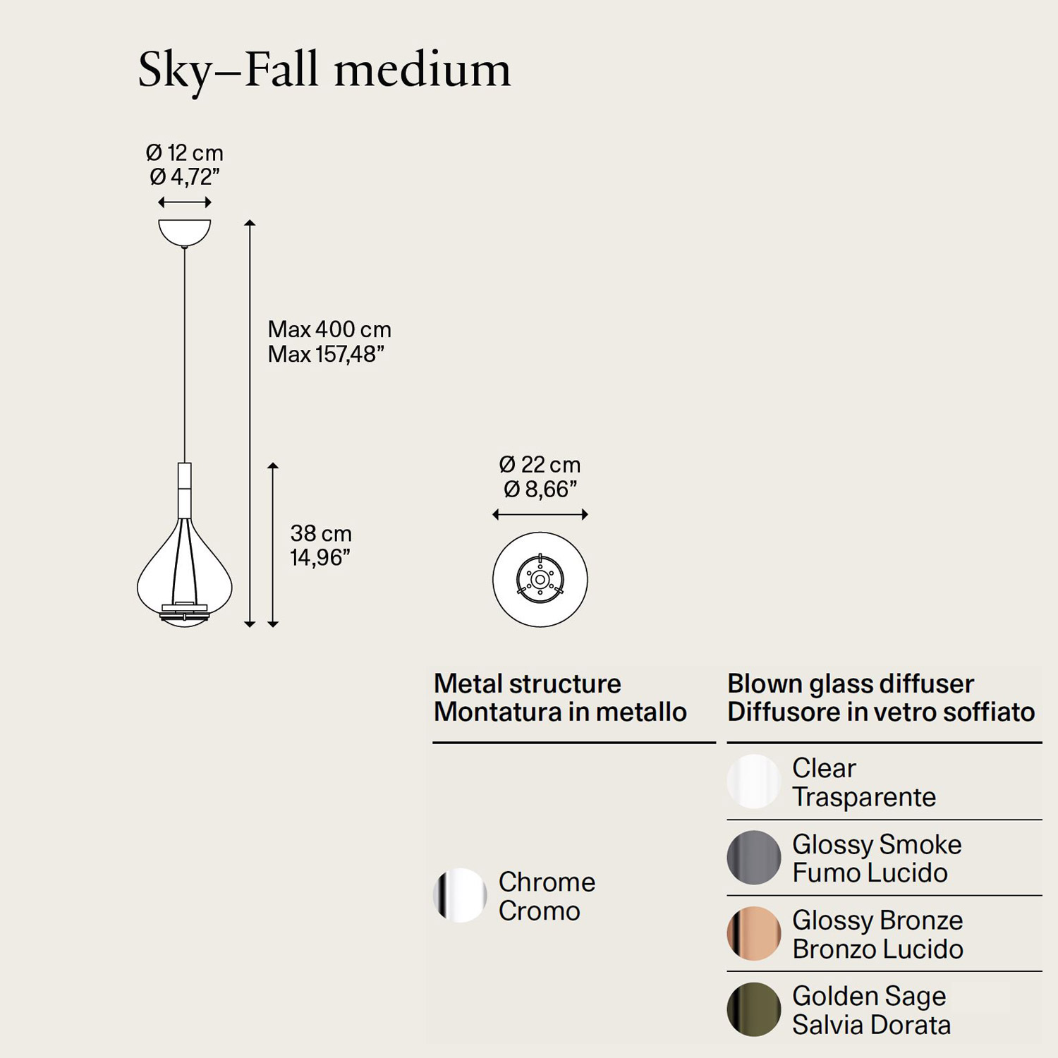 Sky-Fall Medium LED Glasleuchte von Lodes