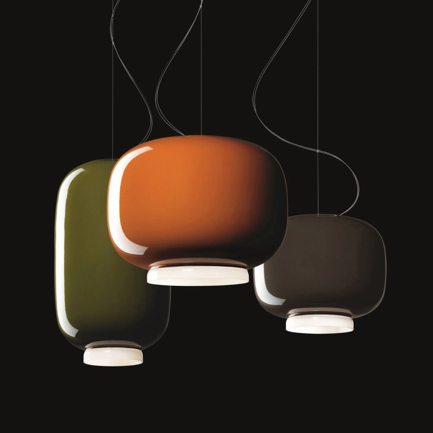 Chouchin 3 grau, Retrolook Hängeleuchte von Foscarini