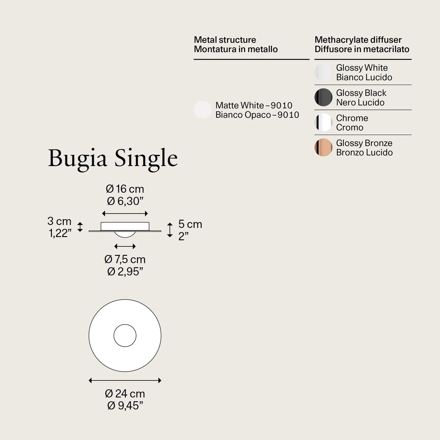 Bugia Single plafoniera LED di Lodes