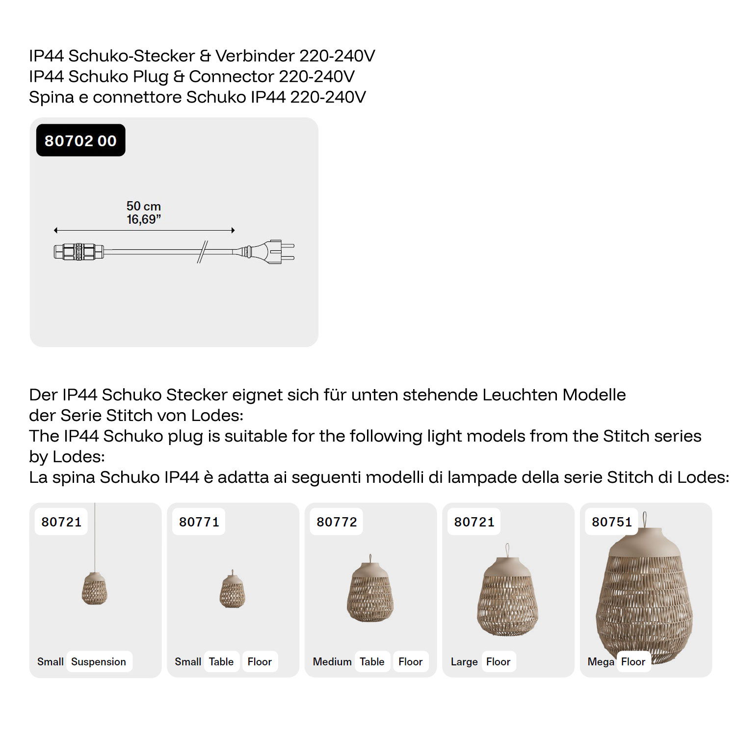 IP44 Schuko-Stecker von Lodes